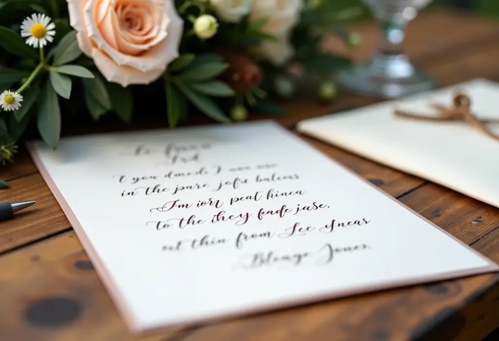 First touch: 5 ideias mágicas para emocionar no altar Detalhe de cartas de amor para noivos em cenário rústico