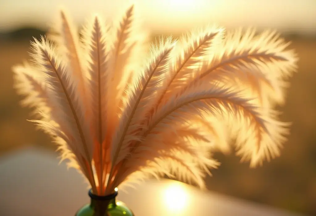 Detalhe de um vaso com capim dos pampas.