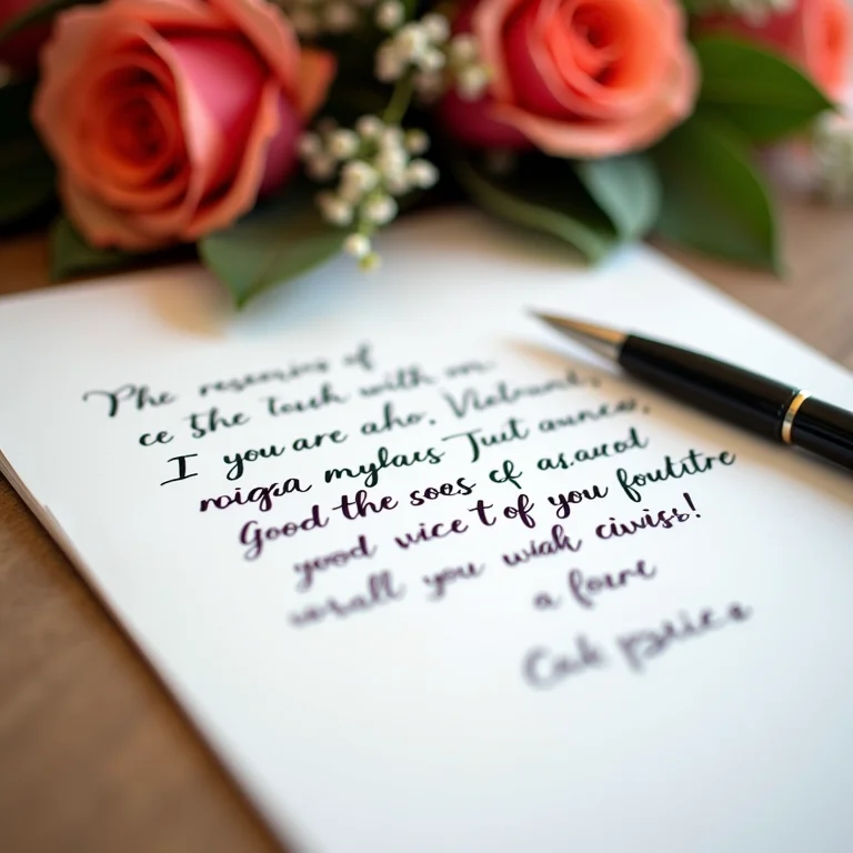 Detalhe de votos de casamento escritos à mão com caneta