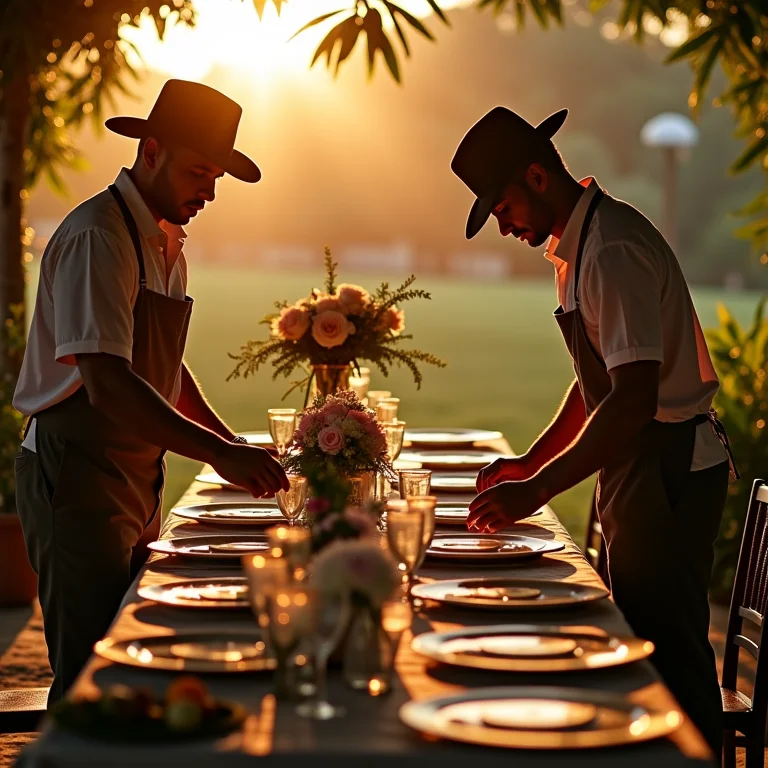 Fornecedores locais preparando casamento em Santana do Riacho.