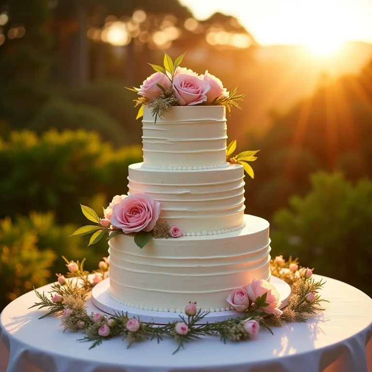 Mesa do bolo decorada em casamento no Centro-Oeste