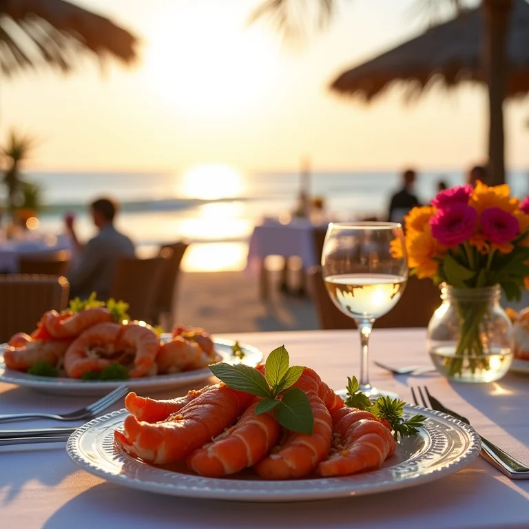 Mesa posta em restaurante à beira-mar na Costa Brava.