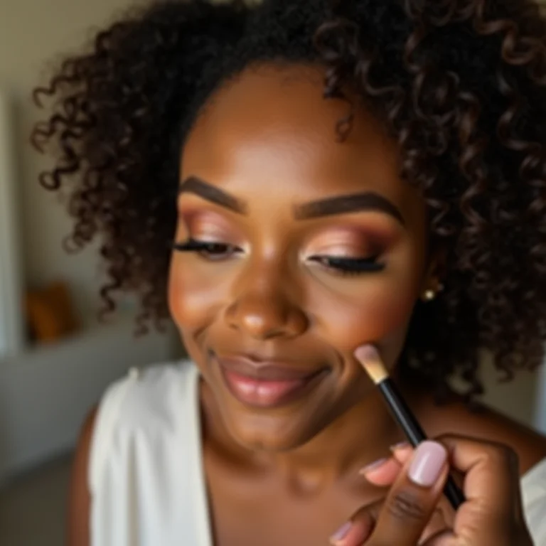 Noiva brasileira se maquiando com tons de rose gold