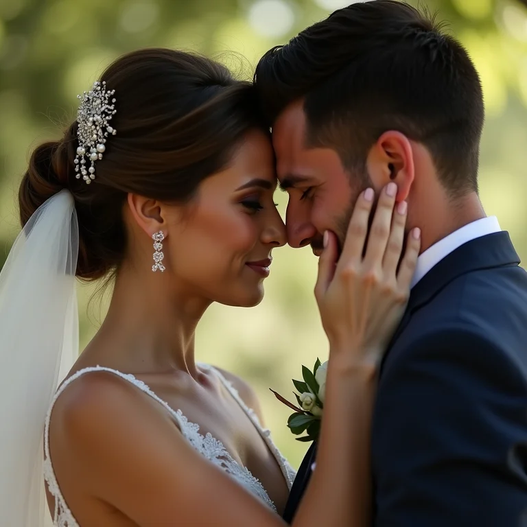 Noiva enxugando as lágrimas do noivo durante o First Look