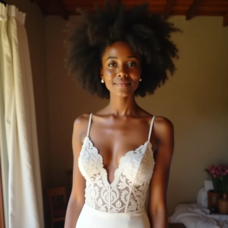 Noiva negra se arrumando com as madrinhas em Santana do Riacho.