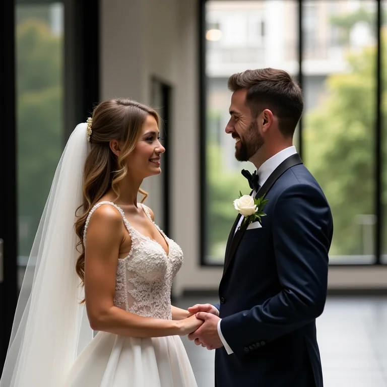 Noivo surpreso ao ver a noiva no First Look