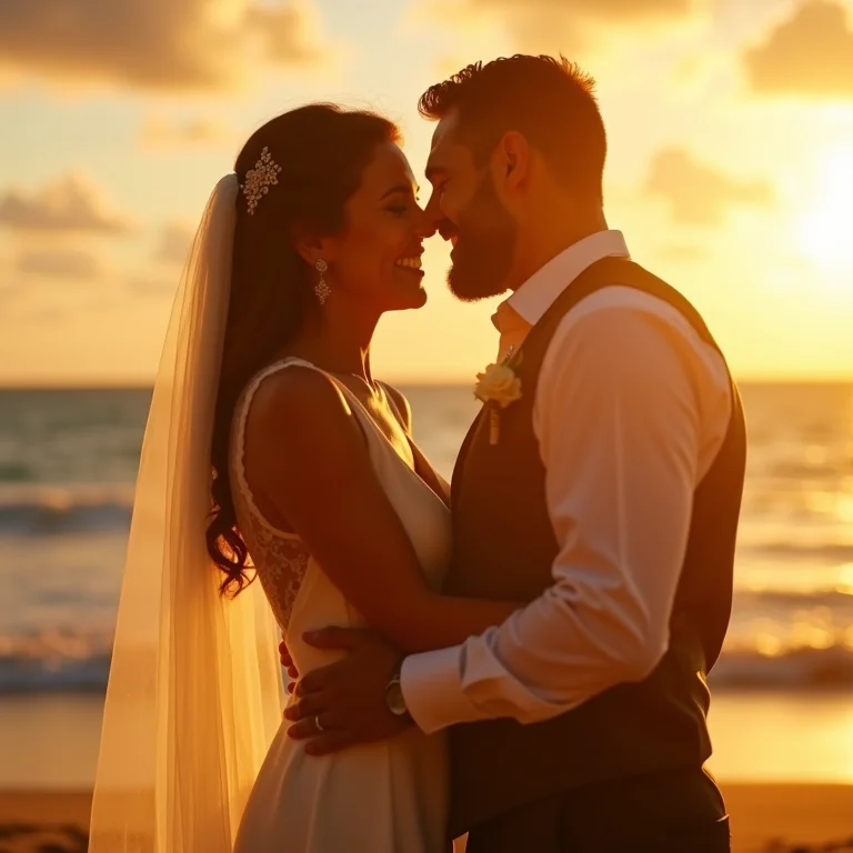 Noivos rindo durante a primeira dança em Paraty