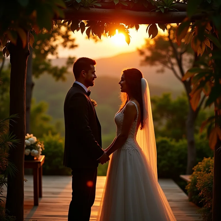 Noivos trocando votos em um sítio rústico e aconchegante em Moeda, MG.