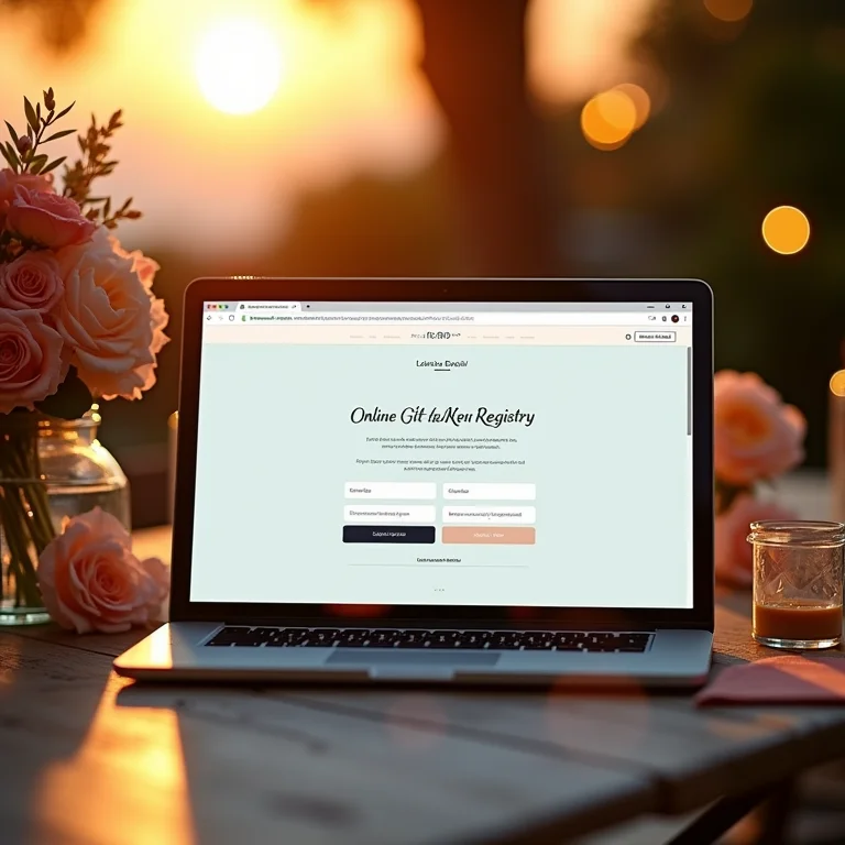 Página de site de casamento com link para a lista de presentes