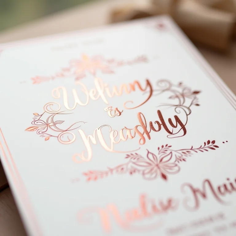 Papelaria de casamento personalizada em rose gold