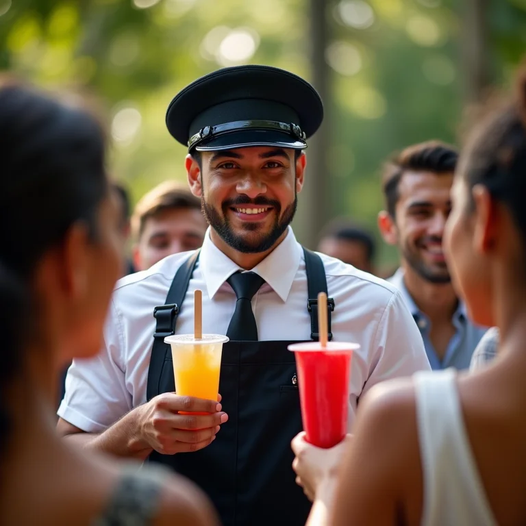 Serviço de picolés sendo oferecido aos convidados em casamento