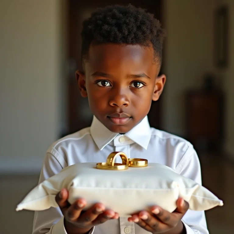 Sobrinho levando as alianças no casamento