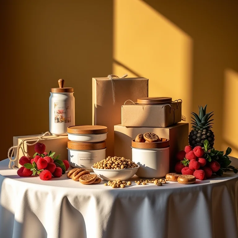 Variedade de presentes de casamento em uma mesa
