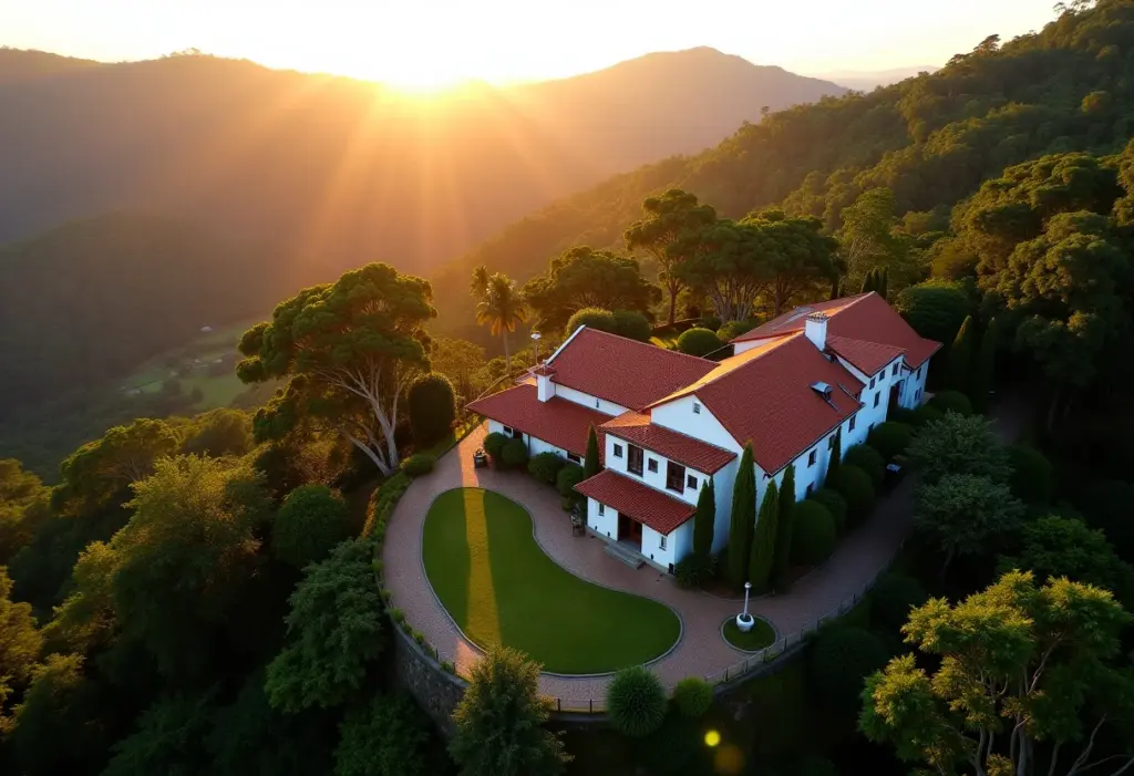 Vista aérea de uma pousada charmosa em Gramado.