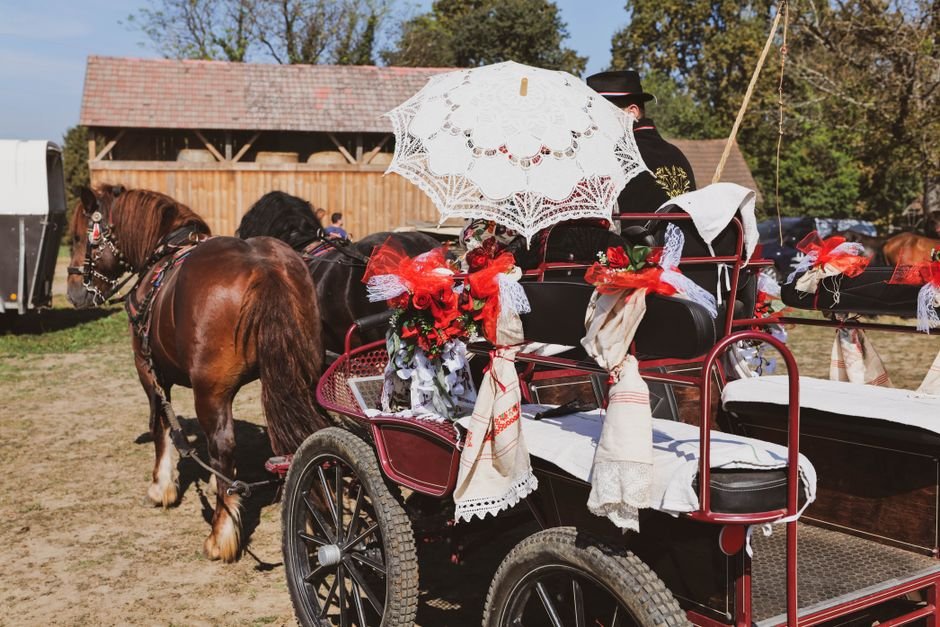 Chegada de carruagem ou carro clássico