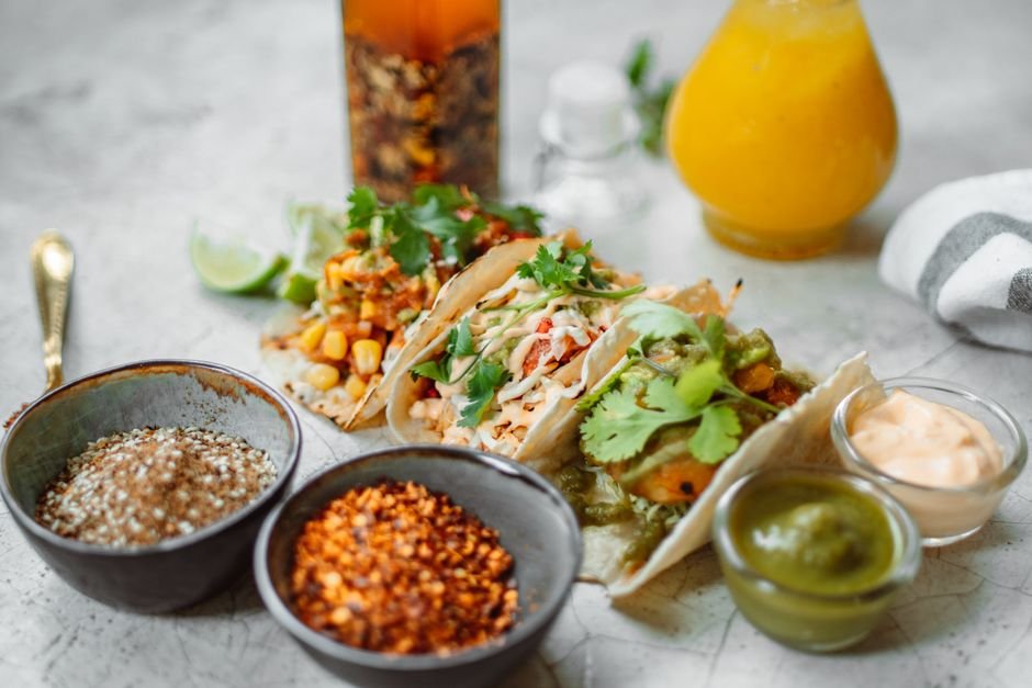 Estação de tacos ou comida mexicana