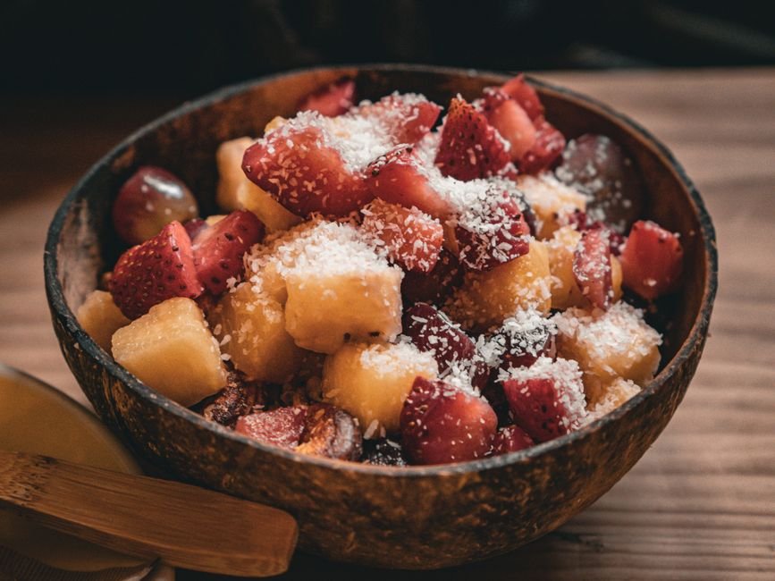 Sobremesa vegana à base de frutas